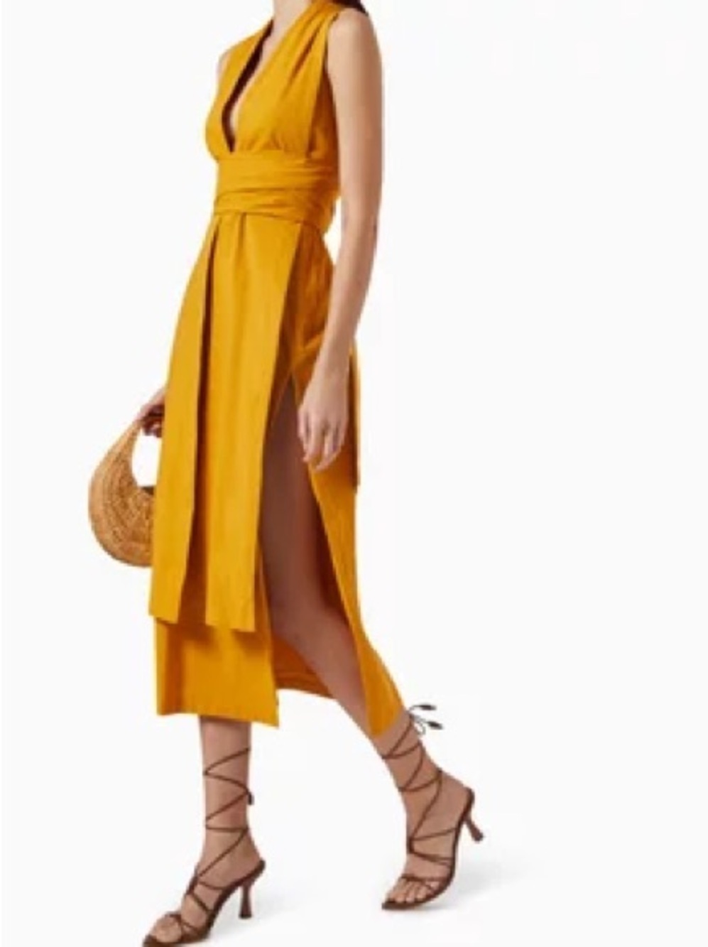 NWT - Andrea Iyamah - Sleeveless Mustard Midi Dress -size 6